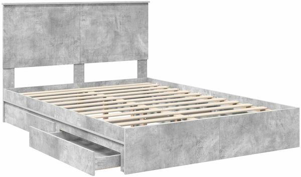 vidaXL Aufbewahrungsbett Beton Grau 135 x 190 cm Holzwerkstoff 3411218 Bild 5