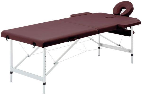 vidaXL Massageliege Klappbar 2-Zonen Aluminiumgestell Bordeaux-Lila 110196