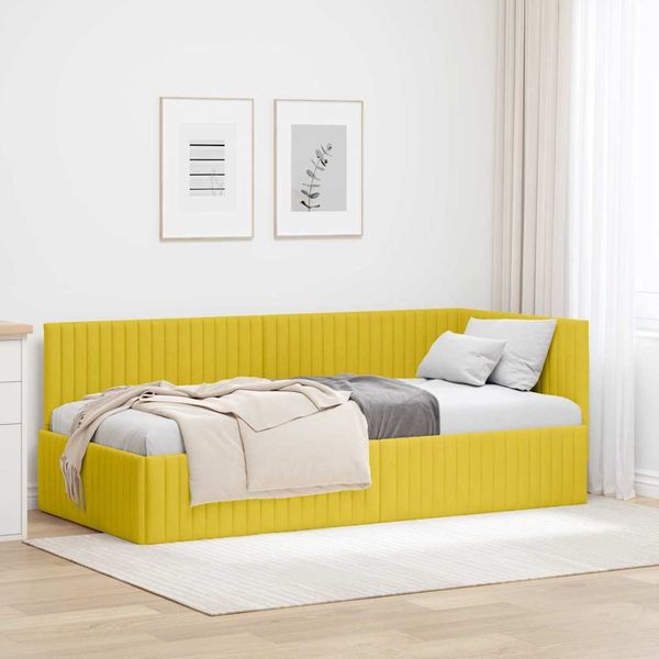 vidaXL Eckbettgestell mit Kopfteil Gelb 90 cm x 200 cm Samt 42016272