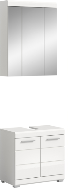 Xonox Scout Badkombination (B/H/T: 60x191x34 cm) in weiß Nachbildung und weiß Hochglanz tiefzieh