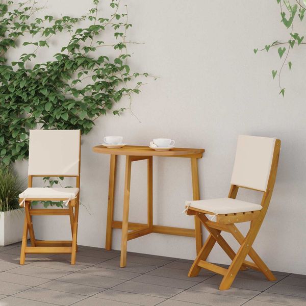 vidaXL Außen Bistro-Stühle mit Kissen 2 pcs Cremeweiß 38 x 46 x 85 cm 42028099