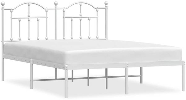 Doppelbett, Bettgestell Modernen mit Kopfteil Metall Weiß 140x190 cm d681e