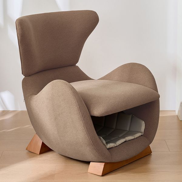 Relaxsessel 66x69x76 cm Braun mit kratzfestem Stoff, Massivholzrahmen und integrierter Haustierhöhle