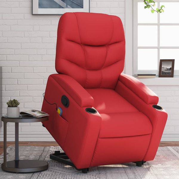 vidaXL Massagesessel mit Aufstehhilfe Rot Kunstleder 3204670