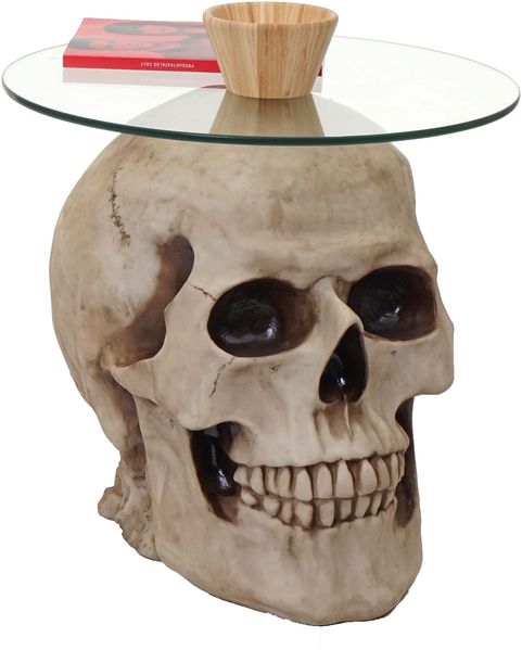 Beistelltisch Totenkopf, natur, Kunststein, Ø55cm
