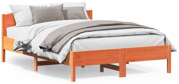 vidaXL Massivholzbett ohne Matratze Wachsbraun 140x200 cm Kiefernholz 842597