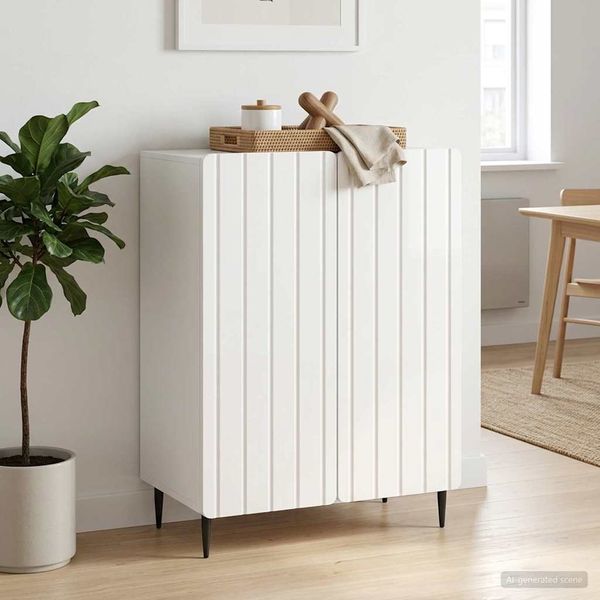 vidaXL Sideboard Hochglanz Weiß 66 x 34,5 x 92 cm Holzwerkstoff 894359