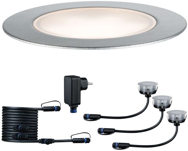 Paulmann No. 93692 Plug&Shine Bodeneinbauleuchte Floor Eco IP65 Warmweiß 3x1W Silber