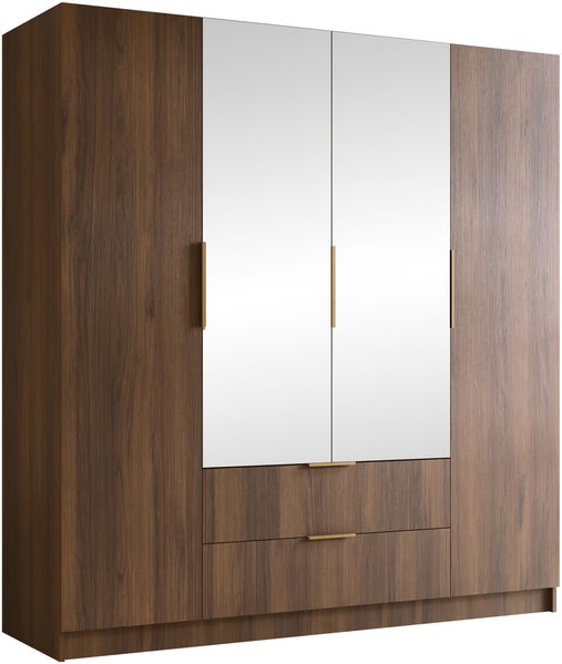 Kleiderschrank Sozor II (Farbe: Nuss Warmia / Nuss Warmia + Gold)