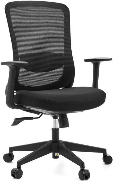 hjh OFFICE Ergonomischer Bürostuhl Sedito – Drehstuhl mit Verstellbarer Netz-Rückenlehne, Lordosenstütze und Wasserfallsitz, Schwarz/Schwarz