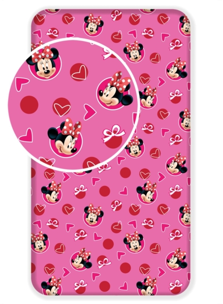 Disney Minnie Mouse Spannbetttuch – Baumwollbettlaken für Kinderbett (90x200+25 cm)