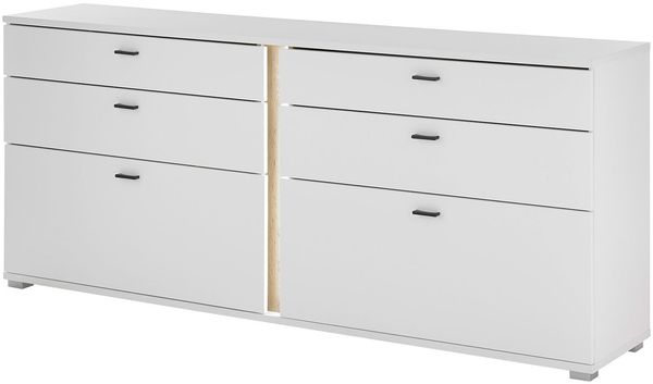 Sideboard Leander / Long Island, Holzwerkstoff, Weiß, Holzfarben, 200 x 86 x 42 cm