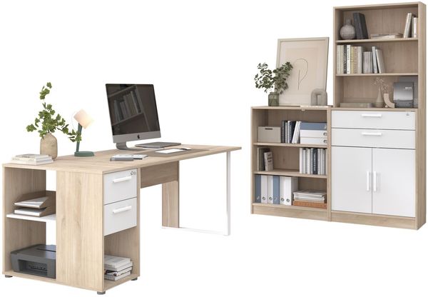 Büroeinrichtung Parisot Start Up 5-tlg. Holznachbildung Weiß/Eiche