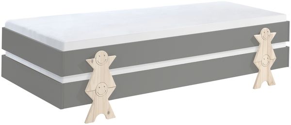 Stapelbett >Moldulo< 2er Set, Lattenrost, grau lackiert - je 203,6x27,5x93,8cm (BxHxT)
