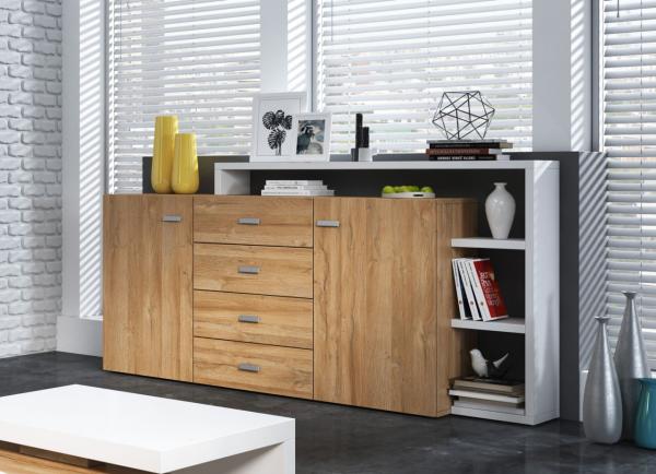 Sideboard "Bota" Kommode 180cm weiß Grandson Eiche