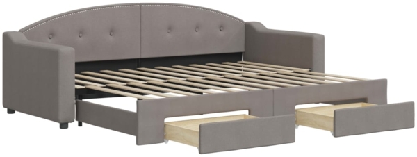 vidaXL Tagesbett Ausziehbar mit Schubladen Taupe 80x200 cm Stoff 3197564