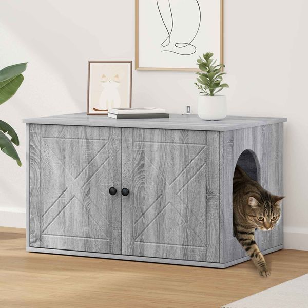 vidaXL Katzenhaus Graues Sonoma 85 x 55 x 50 cm Holzwerkstoff 8000731