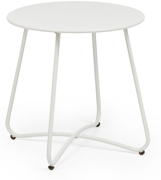 Gartenbeistelltisch Nistas aus Metall, modern rund, Weiß, Ø 45 cm, outdoor geeignet