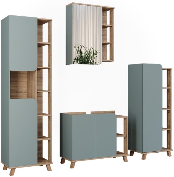 Badmöbel-Set Karen Sonoma/Blau 4 Teile Vicco