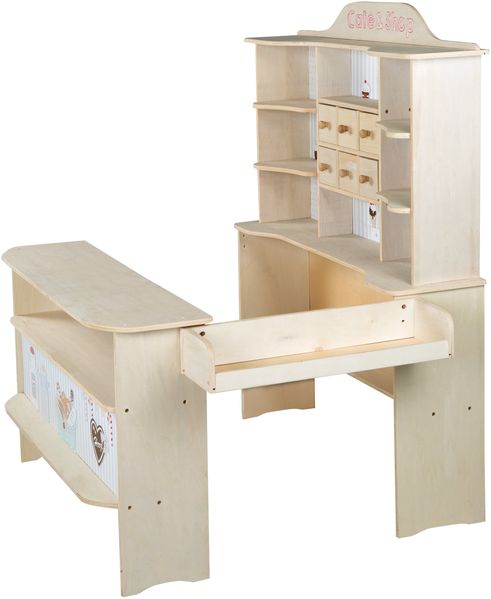 roba Kaufladen 'Café & Shop' mit Zubehör - Seitentheke & Theke mit Bedruckung - Holz - Natur Bild 2