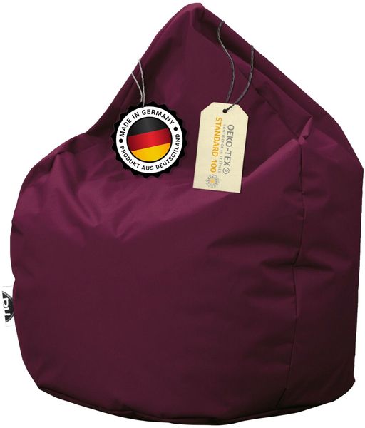 PATCH HOME Sitzsack Tropfenform – XL – Weinrot, bequemer Sitzsack aus Luxus-Polyester-Gewebe, bereits befüllt