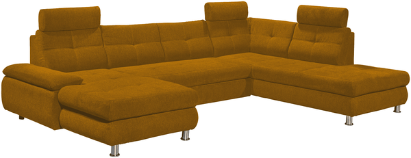 Wohnlandschaft Alba von ED Exciting Design mit Schlaffunktion & Bettkasten – U-Form Sofa aus hochwertigem Brego-Stoff