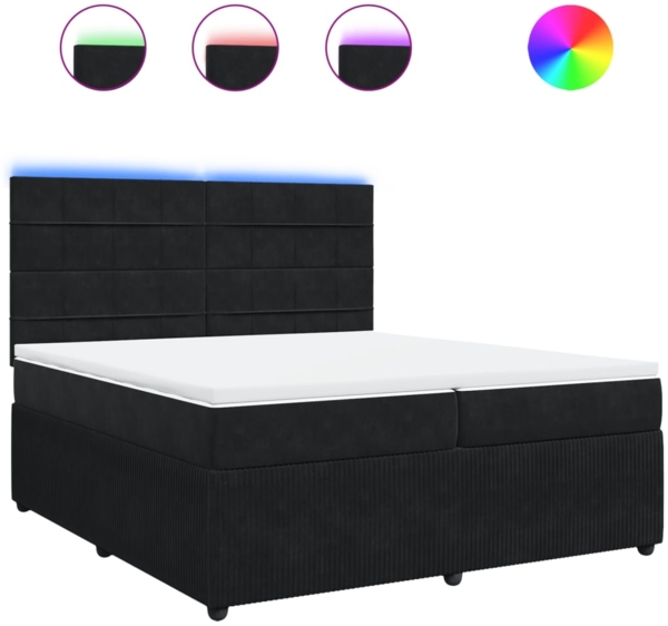 vidaXL Boxspringbett mit Matratze Schwarz 200x200 cm Samt 3294732