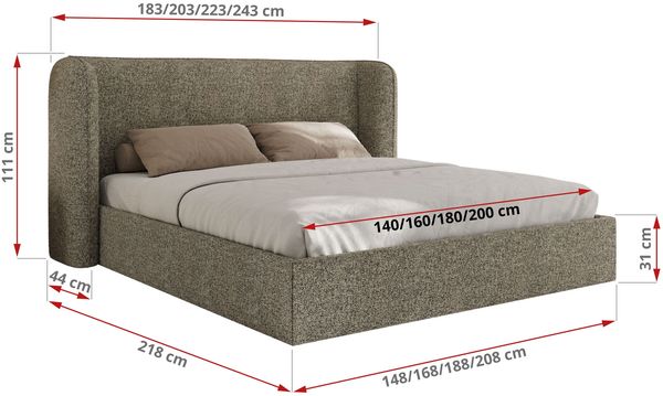 Polsterbett Bett mit Holzlattenrost Schlafzimmer Bett Doppelbett gepolstertes Kopfteil Foam Matratze - EMORA CLASSIC - 140x200 cm - Grau Strukture - MIRO LUX Bild 4