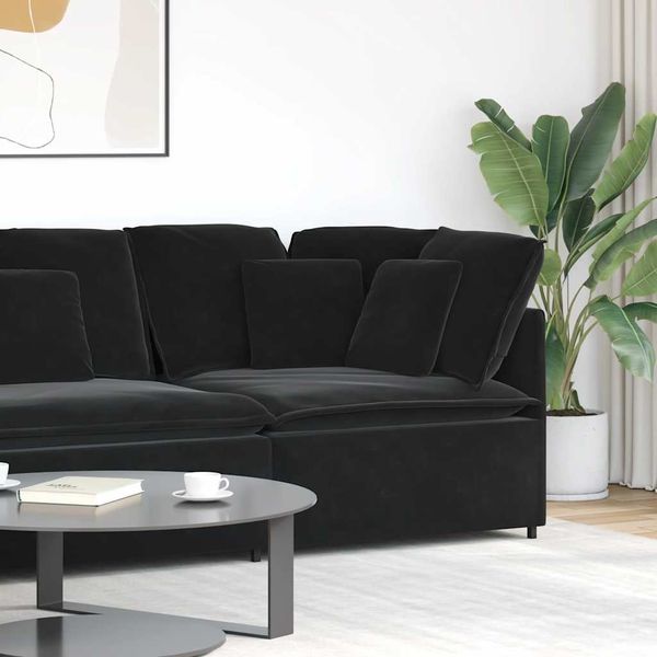 vidaXL Modulares Sofa Eckmodul mit Kissen Schwarz 100 cm 4104464