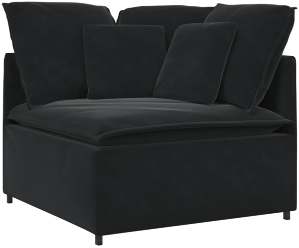 vidaXL Modulares Sofa Eckmodul mit Kissen Schwarz 100 cm 4104464