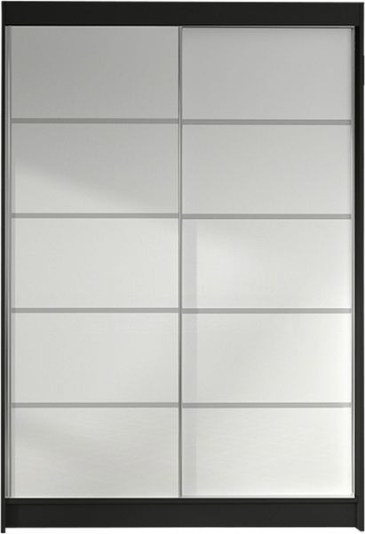 Kleiderschrank Lino IV, ohne Beleuchtung, Farbe: Schwarz / Weiß