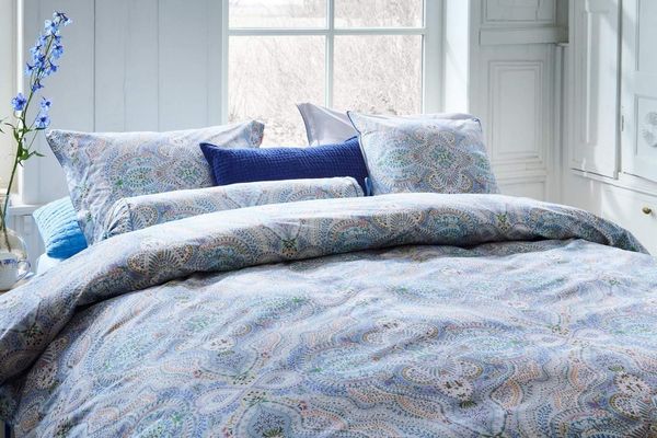 PIP Studio Perkal Bettwäsche 135x200 Moon Flower Light Blue Ornamente Wende