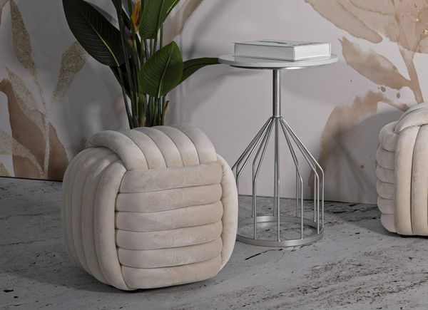 Dmora Pouf Karori 45 x 45 x 45 cm Weiß, Würfelform