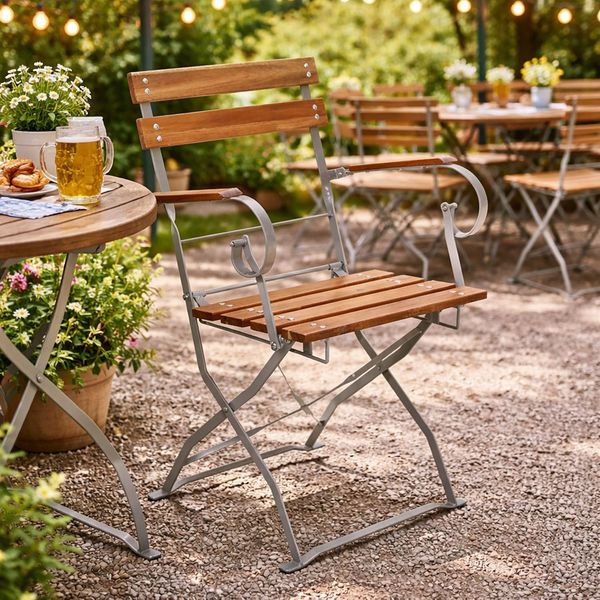 Biergarten Klappstuhl Klappsessel Gartenstuhl Armlehne Akazienholz