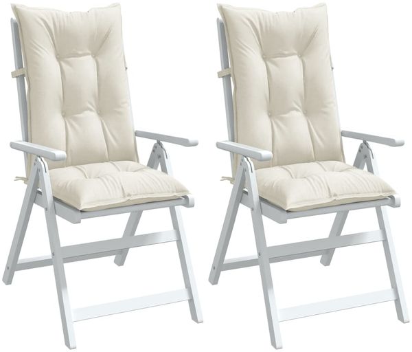 vidaXL Hochlehner-Auflagen 2 Stk. Melange Creme 120x50x7 cm Stoff 4002352