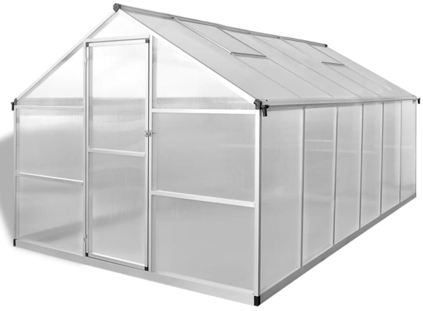 vidaXL Gewächshaus mit Fundament Verstärkt Aluminium 9,025 m² 41320
