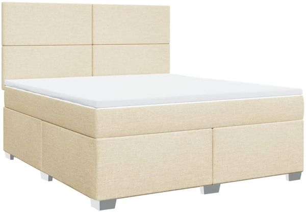 vidaXL Boxspringbett mit Matratze Creme 180x200 cm Stoff 3292865 Bild 3