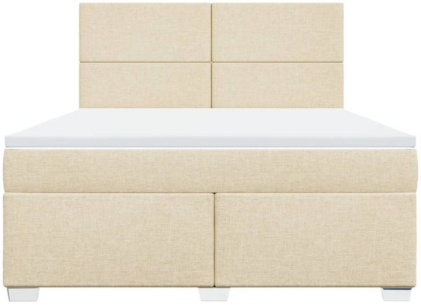 vidaXL Boxspringbett mit Matratze Creme 180x200 cm Stoff 3292865 Bild 6