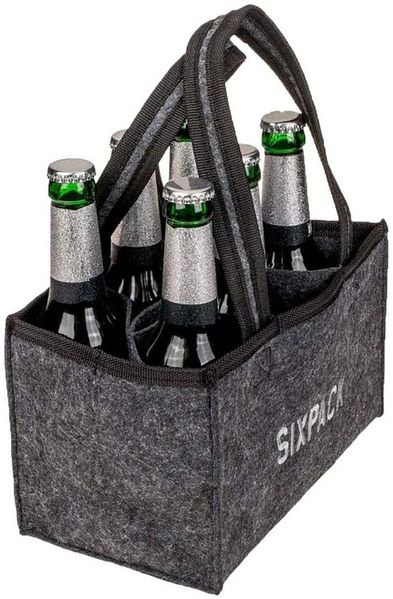 Haus und Deko Gardine Flaschentasche Filztasche 6 Flaschen Flaschenhalter Bierträger Sixpack (1 St), Filz Polyester