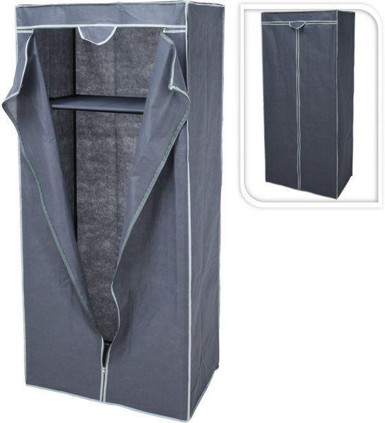 Koopman Campingschrank Kleiderschrank Stoffschrank 160x75 cm Grau Stecksystem (1-St) 160x75x46cm, Kleideraufbewahrung, Metall / Polyester, Bügelstange