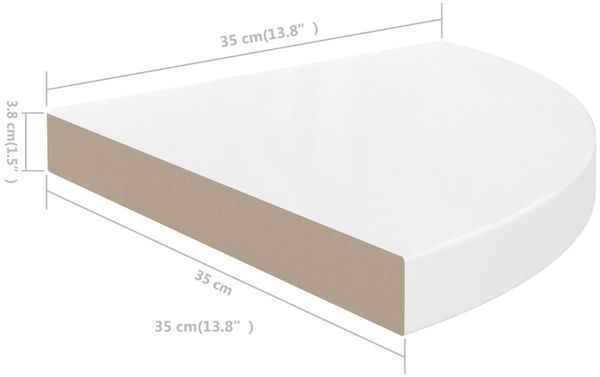 vidaXL Eck-Schweberegale 2 Stk. Hochglanz-Weiß 35x35x3,8 cm MDF 323908 Bild 8