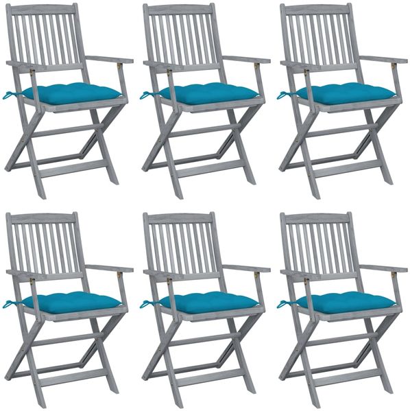 vidaXL Klappbare Gartenstühle 6 Stk. mit Kissen Massivholz Akazie 3065426