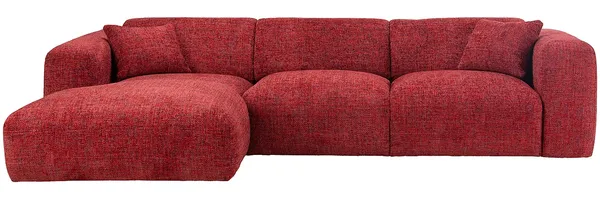 Vente-unique - POGNI Sofa StoffStoff Rot - B 165 cm x H 73 cm x L 280 cm