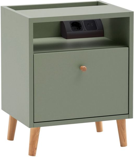 Schildmeyer Nachttisch Bjarne mit Ladestation und Steckdose 160562, Pistazie, 40,2 x 32,7 x 50,1 cm