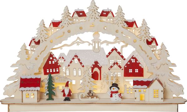 LED Schwibbogen Rosenheim Holz Timer warmweiß B 46cm