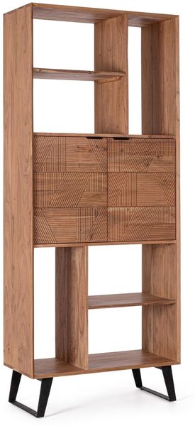 Regal Rasil aus Akazienholz, klassisch mit handgefertigten Schnitzereien, natur, 88 cm breit