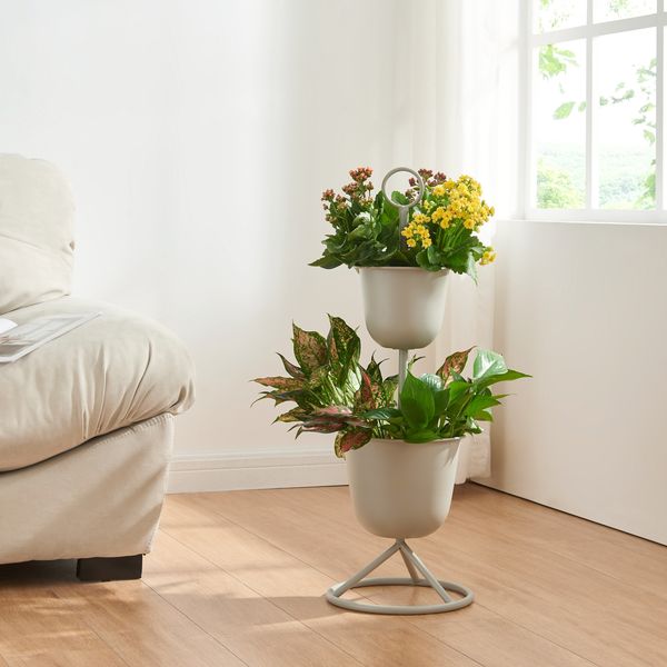 Blumenständer Alphen 2 Töpfe 76,5x26cm Hellgrau [en. casa]