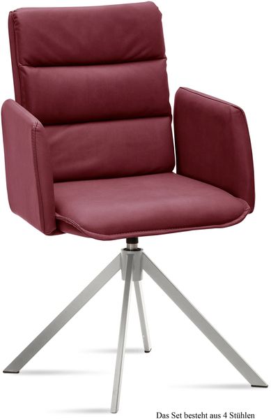 Armlehnstuhl drehbar (4er-Set) Dulsea 52x92x60 Edelstahl/Marsala