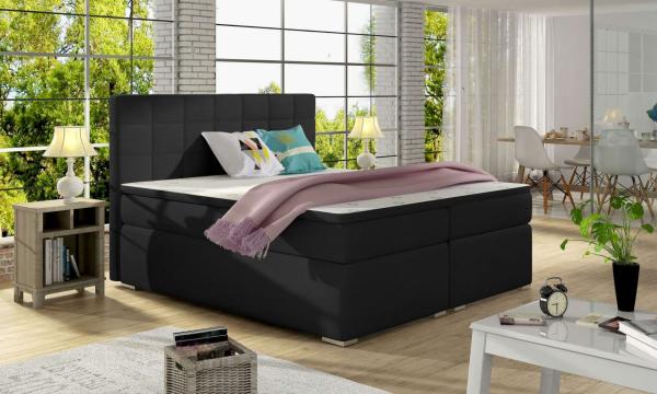 99rooms Neptune Boxspringbett Schwarz Kunstleder MADRYT 140x200 cm