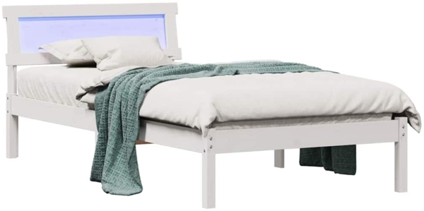 vidaXL Bettrahmen mit Kopfteil Weiß 90 x 190 cm Massives Kiefernholz 872843 Bild 2
